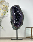 Large Deep Purple Amethyst Geode on Metal Stand – Statement Crystal for Home Décor - MWS2537