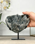 Rare Gray Quartz Druzy Cluster on Metal Stand - MWS2769