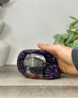 Natural Amethyst Geode with Calcite & Black Hematite Inclusion - STGE0058