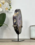 Agate Geode Slice with Purple Quartz Crystals - MWS2906
