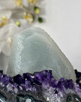 Natural Amethyst Cluster with Unique Calcite Crystal Specimen - MWS1784