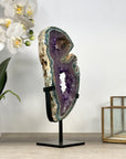 Unique Natural Green Jasper & Amethyst Slice Portal - MWS2244