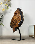 Natural Agate Stone Leaf Carving with Rar Quartz Formation - MWS2497