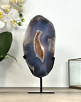 Agate Slice on Metal Stand with Natural Druzy Center - MWS2913