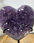 Natural Amethyst Crystal Heart with Metal Stand - HST0345