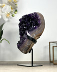 Uruguayan Amethyst Crystal Geode on Stand – Vibrant Purple Druzy - MWS2181