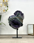 Amethyst Geode with Deep Purple and Green Bands – Natural Display Piece on Stand - MWS2817