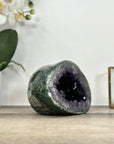 Natural Amethyst Geode with Green Jasper Shell & Calcite Inclusions - STGE0024