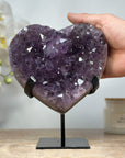 Natural Large Amethyst Heart Carving with Metal Stand - HST0228