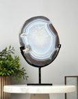 Blue Banded Agate Slice with Metal Stand - MWS2133
