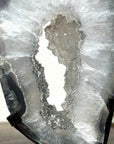 Agate Geode Slice with Sugar Quartz Druzy Crystals on Metal Stand - MWS2735