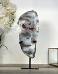 Natural Agate Slice with Amethyst Crystal Cavities for Home Decor Display - MWS2664