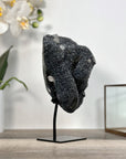 Black Druzy Quartz Crystal with Agate Mineral Specimen - MWS2622