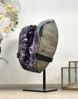 Beautiful Amethyst Geode with Blue Agate Shell - Custom made Metal Stand Included