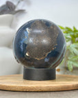 Blue Banded Agate & Amethyst Druzy Sphere Geode - SPH0194