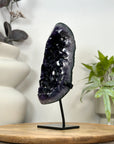 Deep Purple Amethyst Geode on Metal Stand - Perfect for Home Decor - MWS3061