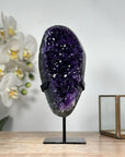 Deep Purple Amethyst Geode - Metallic Stand Included - MWS1814