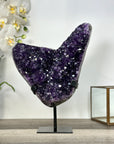 Deep Purple Amethyst Cluster on Metal Stand – Stunning Crystal for Meditation Space Decor - MWS2709