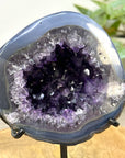 Uruguayan Amethyst Geode with Blue Banded Shell - Stand Included - MWS3260