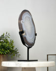 Blue Banded Agate Slice with Metal Stand - MWS2133