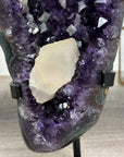 Natural Deep Purple Amethyst with Calcite Crystal Formation - Stand Included - MWS2485