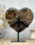 Stunning Natural Amethyst Heart Carving with Metal Stand - HST0231