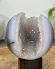 Banded Agate & Druzy Quartz Sphere Geode - SPH0206