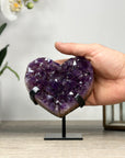 Amethyst Stone Heart, Metal Stand Included - HST0296