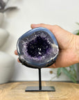 Uruguayan Amethyst Geode with Blue Banded Shell - Stand Included - MWS3260