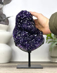 A Grade Natural Amethyst Crystal Specimen on Metal Stand - MWS3390