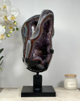 Unique Amethyst, Blue & Red Agate Geode on Rotary Stand – Ideal for Yoga or Spiritual Decor - MWS1519