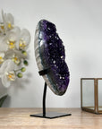 Deep Purple Amethyst Geode - Metallic Stand Included - MWS1814