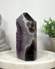 Stunning Natural Amethyst & Banded Agate Stone Tower - STP0180