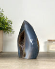 Blue Agate & Quartz Druzy Stone Flame Carving - FST0161