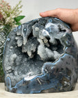 Unique Large Quartz Geode with Blue agate Shell full of Stalactites - CBP1074