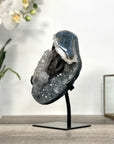 Quartz Crystal with Calite Geode on Stand Mineral Specimen