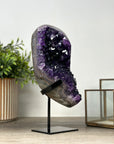 Natural Amethyst Crystal Geode, Metallic Stand Included - MWS2157