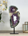 Unique Natural Green Jasper & Amethyst Slice Portal - MWS2244