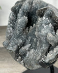 Rare Gray Quartz Druzy Cluster on Metal Stand - MWS2769
