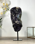 Natural Amethyst with Calcite Inclusions on Metal Stand - MWS2489