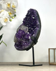 Unique Amethyst Stone with Calcite & Black Hematite Crystal - MWS2346
