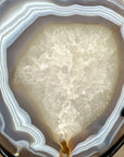 Decorative Blue Agate & Quartz Slice with Metal Base – Natural Polished Stone from Uruguay - MWS2009