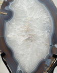Large Natural Agate & Quartz Slice with Metallic Stand - MWS1267