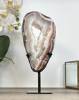 Jasper & Quartz Slice with Druzy Crystals - Stand included - MWS2923