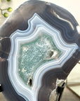 Natural Blue Agate Slice on Stand – Vibrant Pattern for Home Display - MWS2656