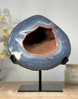 Blue Banded Agate Geode with Orange Quartz Druzy - MWS1502
