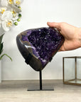 Natural Amethyst Geode with Agate Shell and Metallic Stand - MWS2464