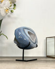 Agate Geode with Druzy Crystals on Metal Stand – Unique Natural Display Piece - MWS2863