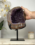 Beautiful Natural Amethyst Stone Geode with Metalllic Stand - MWS2044