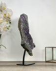 Amethyst Leaf Carving on Stand with Deep Purple Crystals - MWS2813